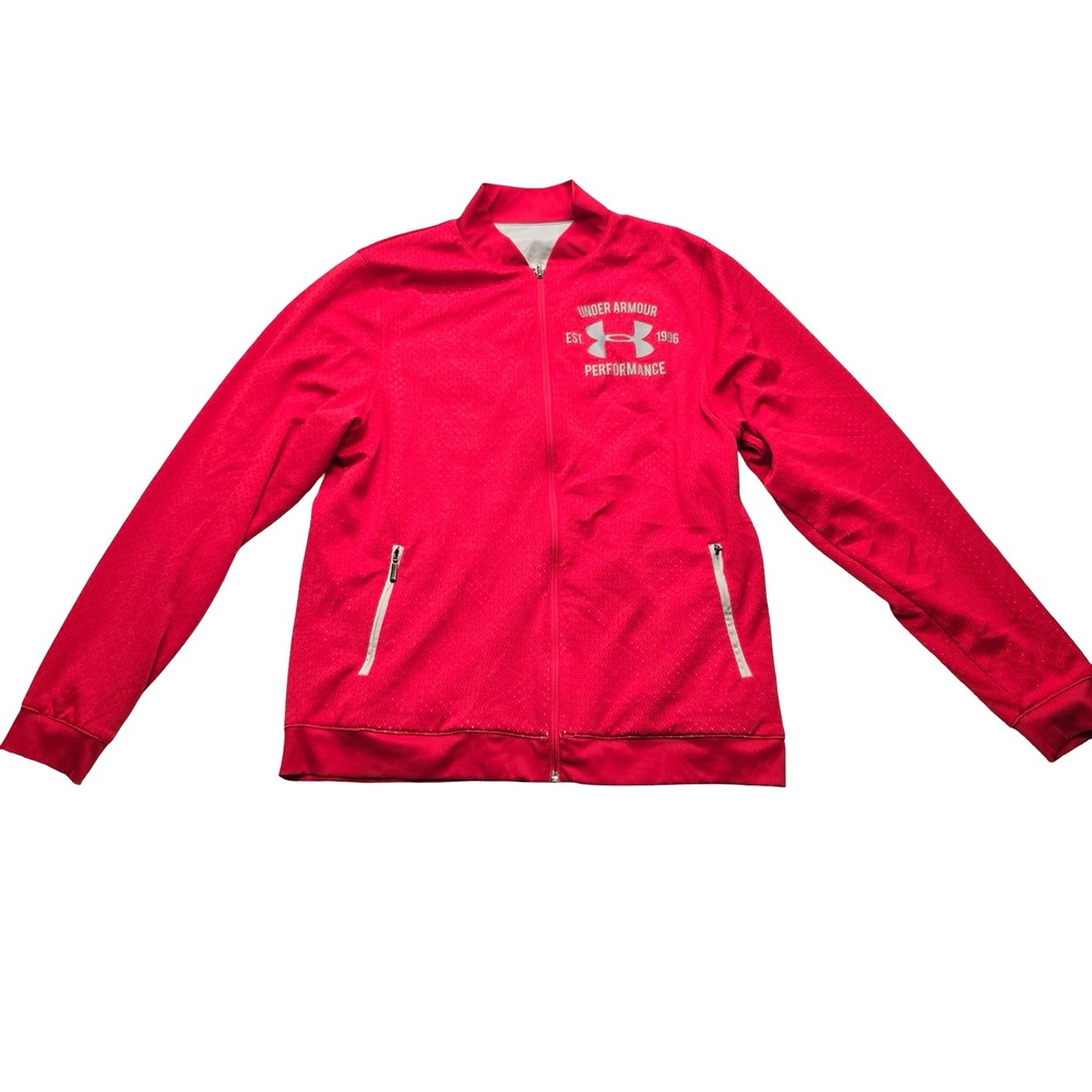 Under Armour Performance Track Jacket Red Athletic Zip‎ Up Women's L Reversible